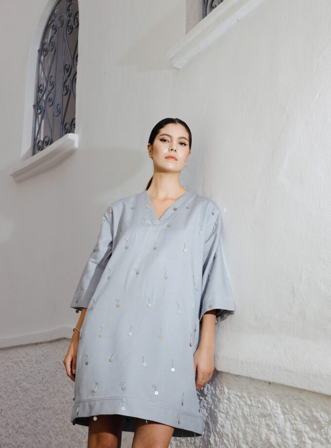 Middle Atlas Fabric Midi Dress With Sleeves