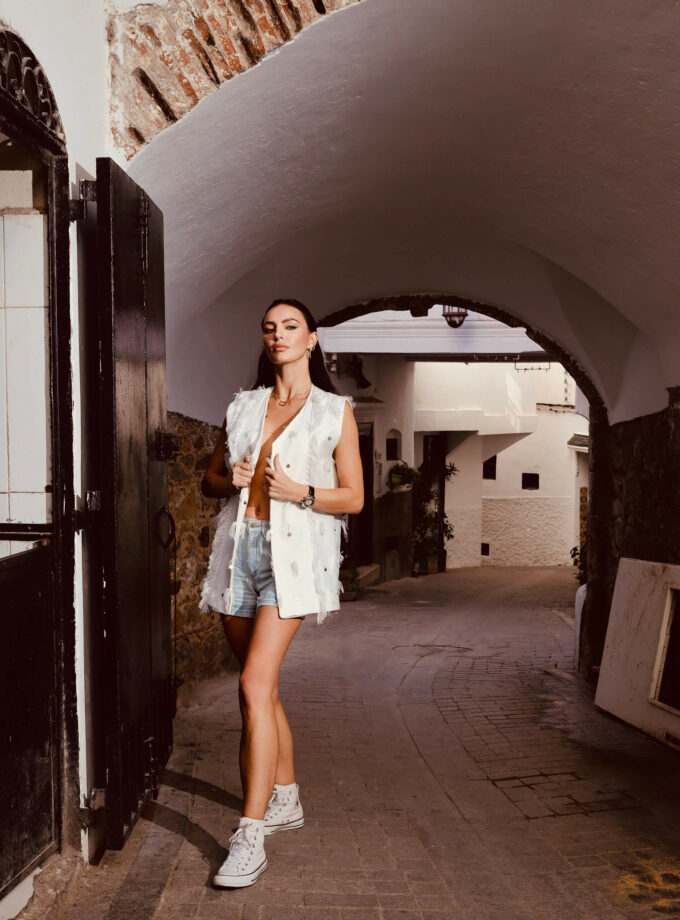 Long Berber Vest Hand-woven Fabric