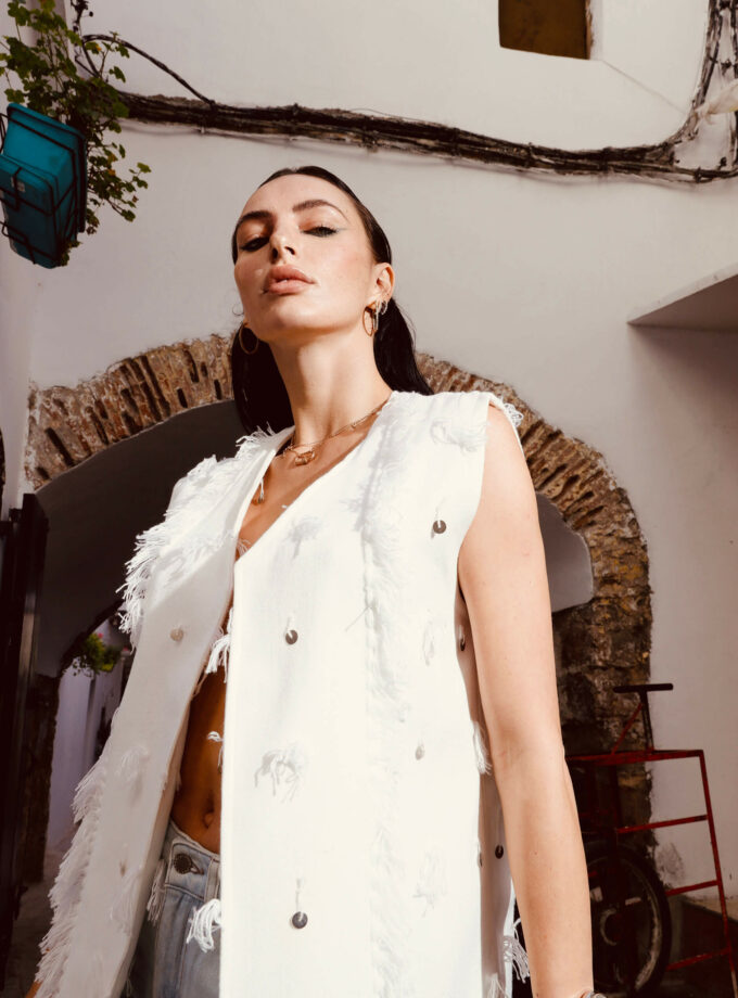 Long Berber Vest Hand-woven Fabric